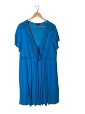 Torrid Blue Dress Women's Size 2X Lace Trim V-Neck Short Sleeve Plus 22 24