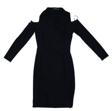 Lauren Ralph Lauren Dress Black Cold Shoulder Long Sleeve Cocktail Womens 10