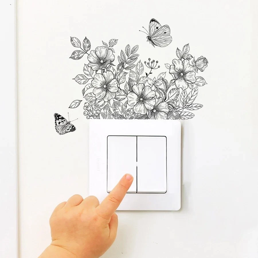 Flowers & Butterflies Light Switch Wall Sticker,Vinyl Art Decal Mural Home  Decor | eBay