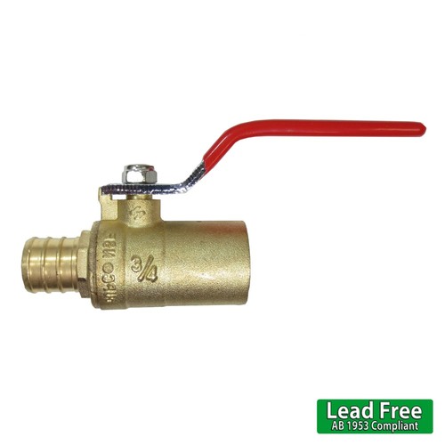 10 pcs 3/4" PEX x 3/4" Female Sweat Brass Ball Valve Lead Free Shut Off Crimp