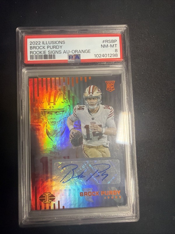 2022 Panini Illusions - Rookie Signs Brock Purdy #RS-BP Orange (AU, RC) PSA 8