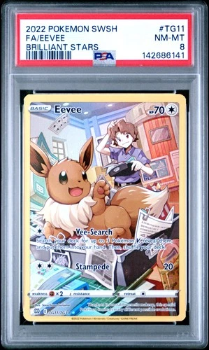 2022 POKEMON SWORD & SHIELD BRILLIANT STARS #TG11 FULL ART/EEVEE PSA 8