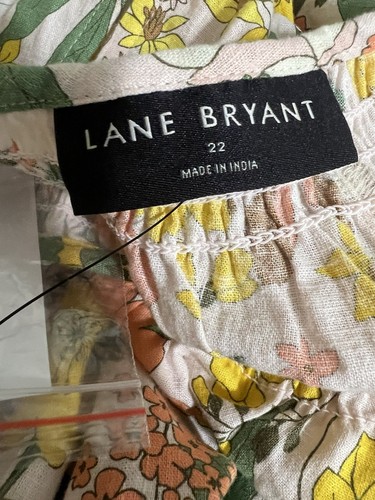 NWT Lane Bryant Floral Linen Blend Jumpsuit Sz 22 Flutter Sleeve Wide Leg $109 - Picture 10 of 11