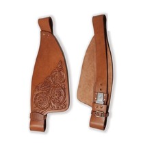 Floral Carved Brown Leather Western Saddle replacement Fender Set
