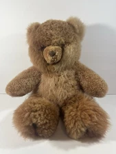 Vintage Handcrafted Teddy Bear 21" Made from Alpaca Wool Llama Caramel Tone