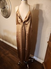 Express Women Gold Long Midi Cocktail Dress Size XL NWT