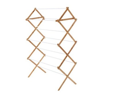 Space-Saving Collapsible Bamboo Laundry Clothes Drying Rack