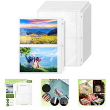 50 Pack 5x7 Clear Photo Sleeves for 3 Ring Binder Double Sided Sheet Protectors
