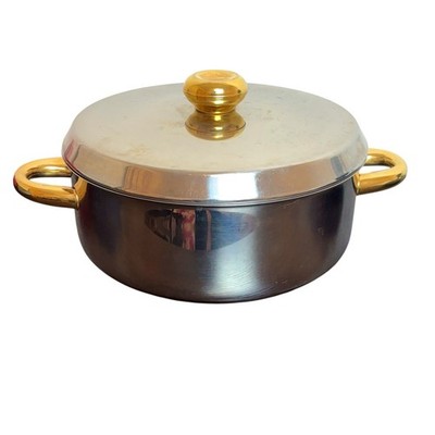 Inox 18/10 Stainless Steel Stockpot Swiss Switzerland Two Tone Gold Silver 10x4