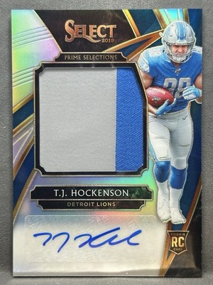 TJ Hockenson 2019 Select Prime Selections #PSP-TJ Rookie 2-Color Patch Auto /25
