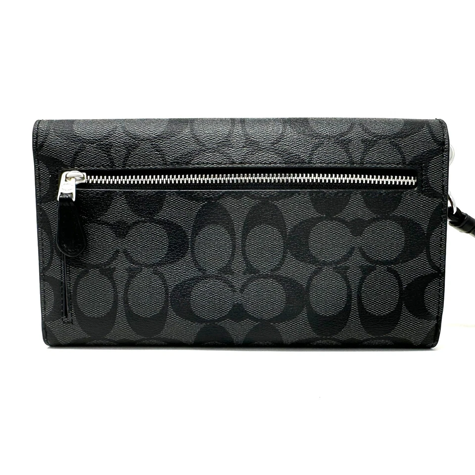 Coach Travel Envelope Wallet In Signature Canvas Graphite Black C1962 - Image 2 of 4