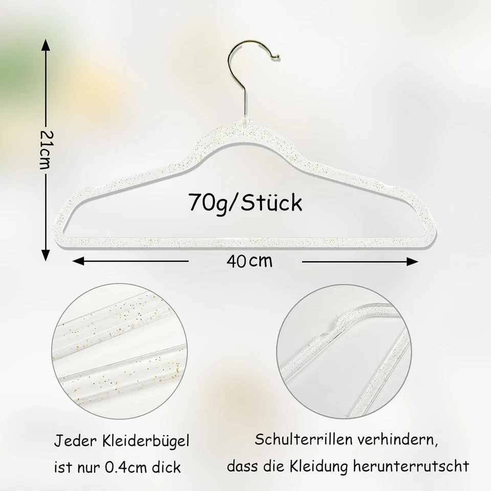 Grucce Appendiabiti,Grucce Salvaspazio Grucce Appendiabiti Plastica,Gancio Oro C - Immagine 2 di 4