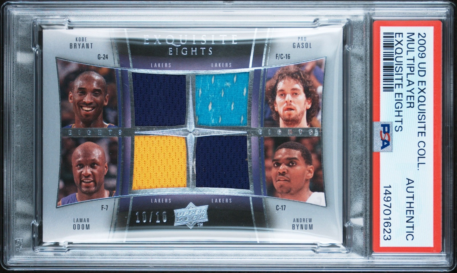 KOBE BRYANT Lakers 2009 UD Exquisite Eights Game-Worn Patches Jersey 10/10 PSA view 4