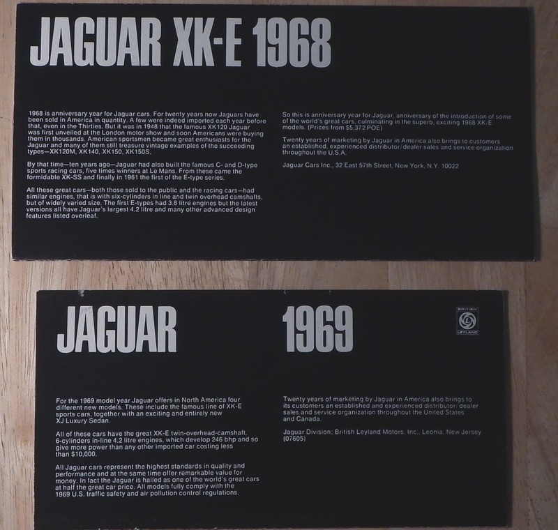 2 Jaguar XK-E Coupe, Roadster, & 2+2 Folders for US Market, 1968 & 1969.