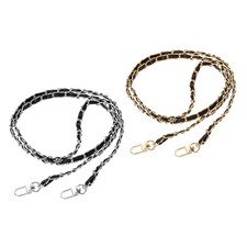 2Pcs 47" Purse Chain Strap with Buckle for Bags Black, Silver Black, Gold 