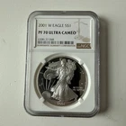 2001-W American Silver Eagle 1 Oz PF70 UCAM NGC Brown Label