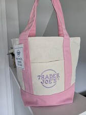 Trader Joe's Mini Canvas Tote Bag Spring 2026 Pink NWT