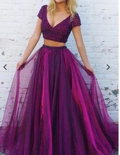 Sherri Hill Stunning beaded Plum Gown for homecoming, pageant, special occ. sz12