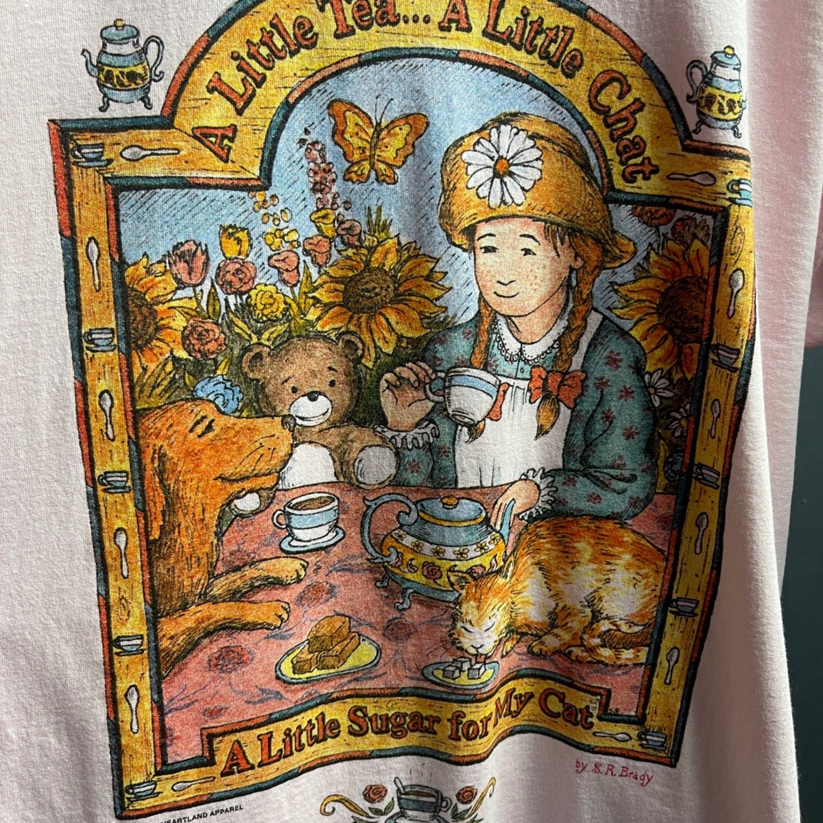 Vintage 1995 Nite Lite Tea Party Graphic T-Shirt Pink Single Stitch OSFM USA View 2
