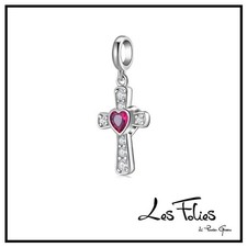 Charm Crocifisso Cuore Rosso in argento 925 - Les Folies