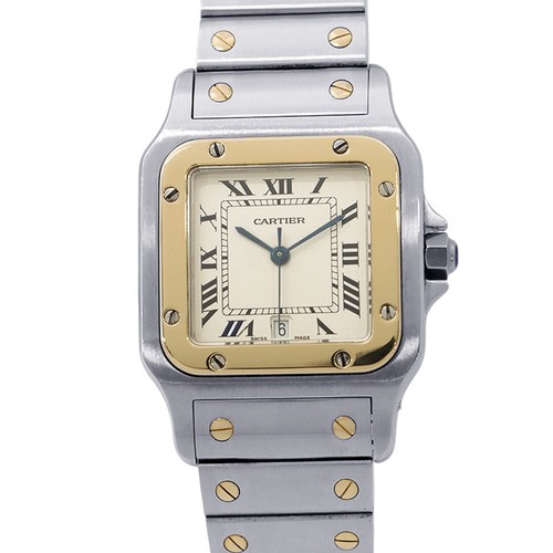 CARTIER Santos Galve LM H41mm W29mm Stainless Steel/18KYG Ivory Dial W20011C4
