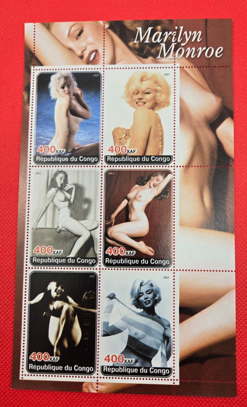 Marilyn Monroe Stamp Sheets Set of 4 Benin Congo Rwanda 2000s Mint Unused Lot