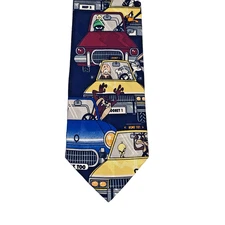 Looney Tunes Mania Silk Tie Handmade 3.5"x60" Taz Bugs Tweety Wiley Elmer 1995