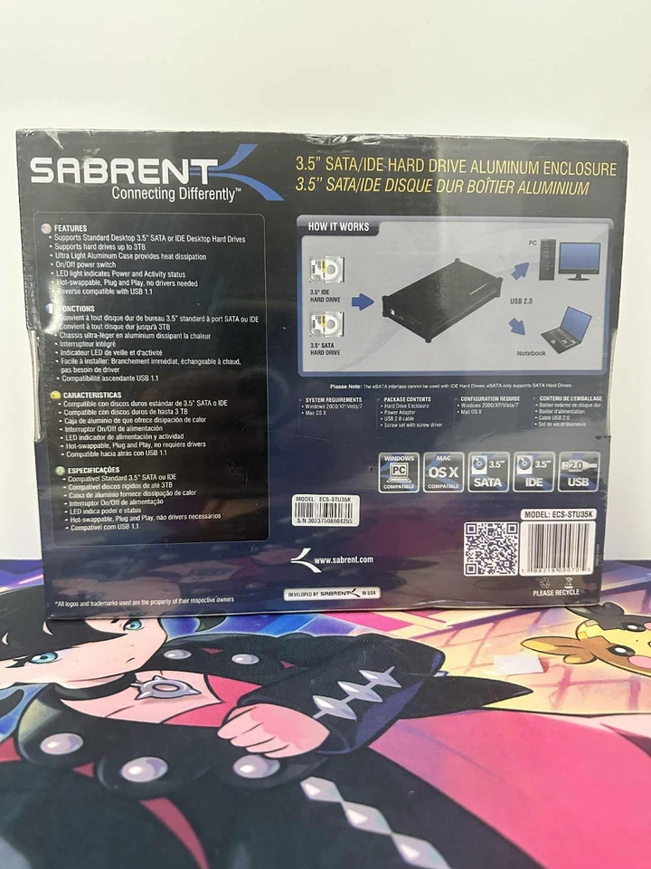 NEW Sabrent EC-STU35K 3.5” SATA/IDE Hard Drive Aluminum Enclosure - Image 2 of 2