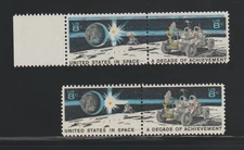 US EFO ERROR Stamps #1435b Space, Moon, Rover: Color Shift & Normal pairs! MNH