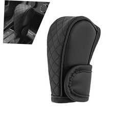 Leather Car Gear Shift Cover, Anti-Slip Dust Shift Knob Cover, Style2 Black