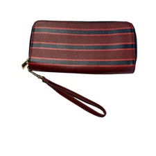 Target Wristlet Wallet Blue Red Orange Stripe 2 Compartments Gold zipper Preppy