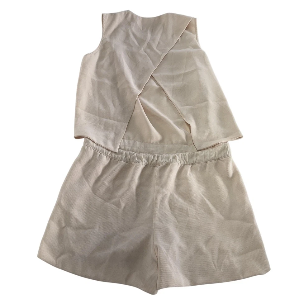 Mameluco Club Monaco para mujer 0 beige tostado texturizado espalda abierta elegante mono de juego Foto 4 de 4