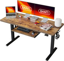 55" X 24" Height Adjustable Electric Standing Desk with Keyboard Tray, Sit Stand