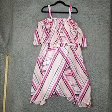 Jessica London Dress Womens 18W Pink Striped Adjustable Strap Summer *NWOT*