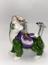 Willitts Designs Lacombe Cat Figurine Pansy Flower Butterfly Tail READ