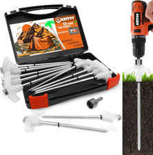 12 Pack Tent Stakes Heavy Duty - 8" Ground Anchors Screw in - Camping Stakes wit