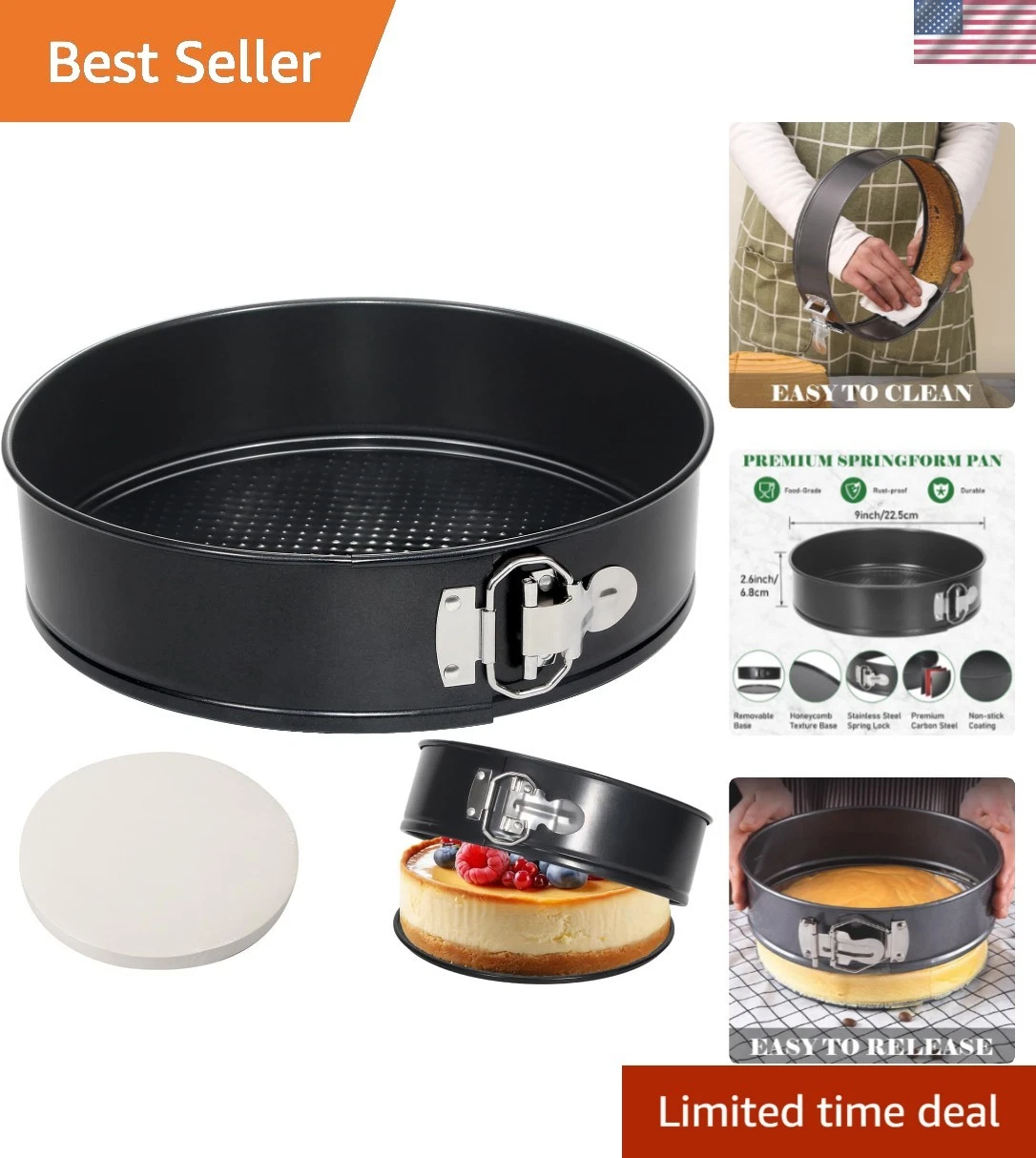 Complete Baking Set: 9" Springform Pan + 50 Parchment Liners for Delights