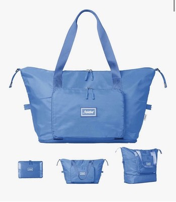 The Foldie  4.0 Travel Duffle-Water Resistant-Expandable Bottom-coastal blue