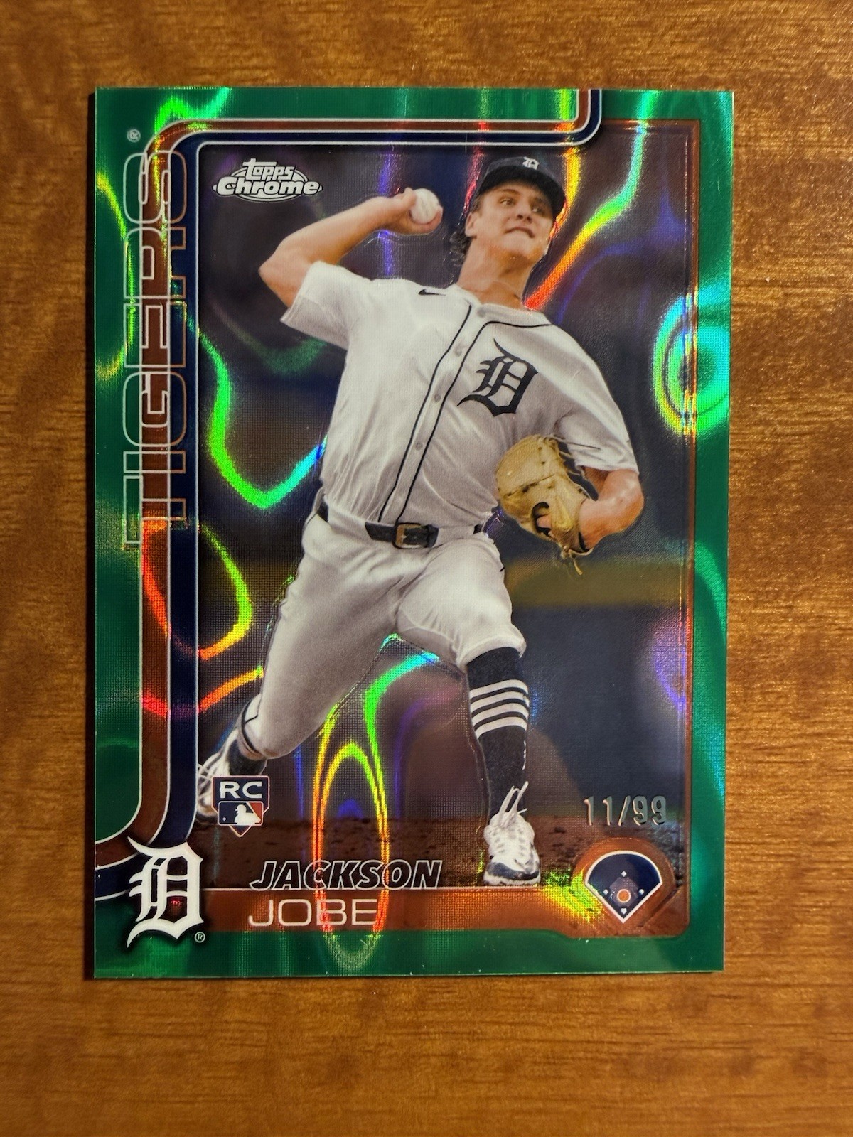 2025 Topps Chrome #249 Jackson Jobe RC Rookie Green Lava Refractor SP /99