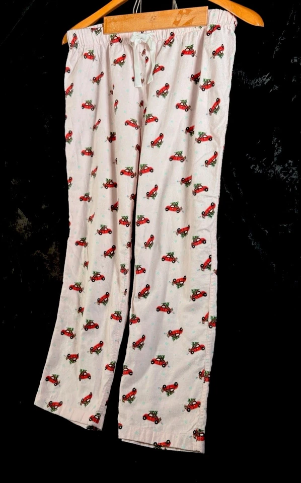 Pantalones de pijama de algodón J.CREW franela para mujer talla L árbol de Navidad rojo camión nuevo sin etiquetas nuevos Foto 3 de 4