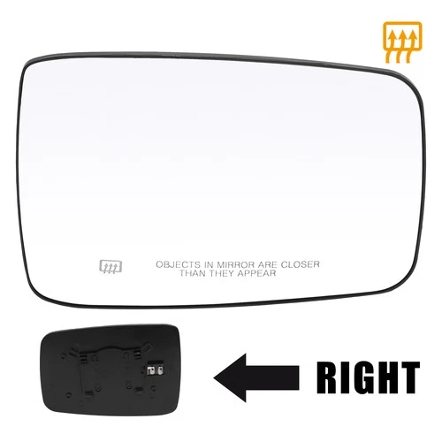 Car Right Side Heated Mirror Glass Replacement w/ Backing for Ram 2500 2011-2019