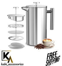 French Press Coffee Maker Double Wall 600ml Stainless Steel Tea & Coffee Plunger