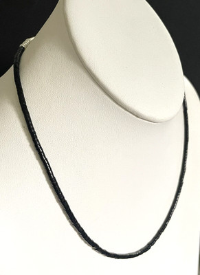 Santo Domingo  3mm Jet Heishi Sterling Necklace 18.25'' Perfect4Pendants