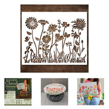 Large Wildflower Stencil for Painting 15x12 Inches Reusable Crafts for Canvas