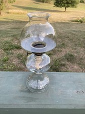 Antique Clear Glass Pedestal Kerosene Oil Lamp with Eagle Burner — listing 4