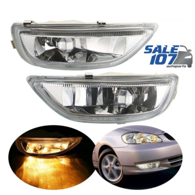 For 2001-2002 Toyota Corolla Fog Bumper Lights Lamp Clear Lens Left+Right Set
