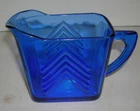 COBALT BLUE GLASS Hazel Atlas CHEVRON  3” - 6 OZ MILK Creamer 1930's Vintage