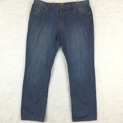 Blue Pronto Uomo Mens Jeans Straight Leg Blue Denim Medium Wash Cotton 40x32