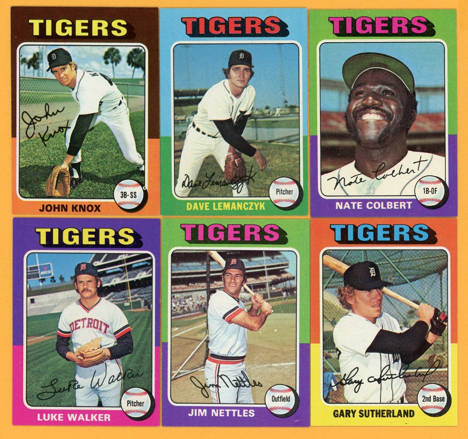 DETROIT TIGERS Lot of (6) Different 1975 Topps Cards w/ Minor Stars