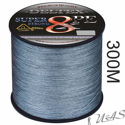 Deltex Super Strong Grau 300M 8 Fach Rund Geflochtene Angelschnur Auswahl Sha
